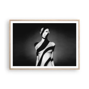 Plakat i ramme af lyst egetræ - I blænding og skygge - 100x70 cm