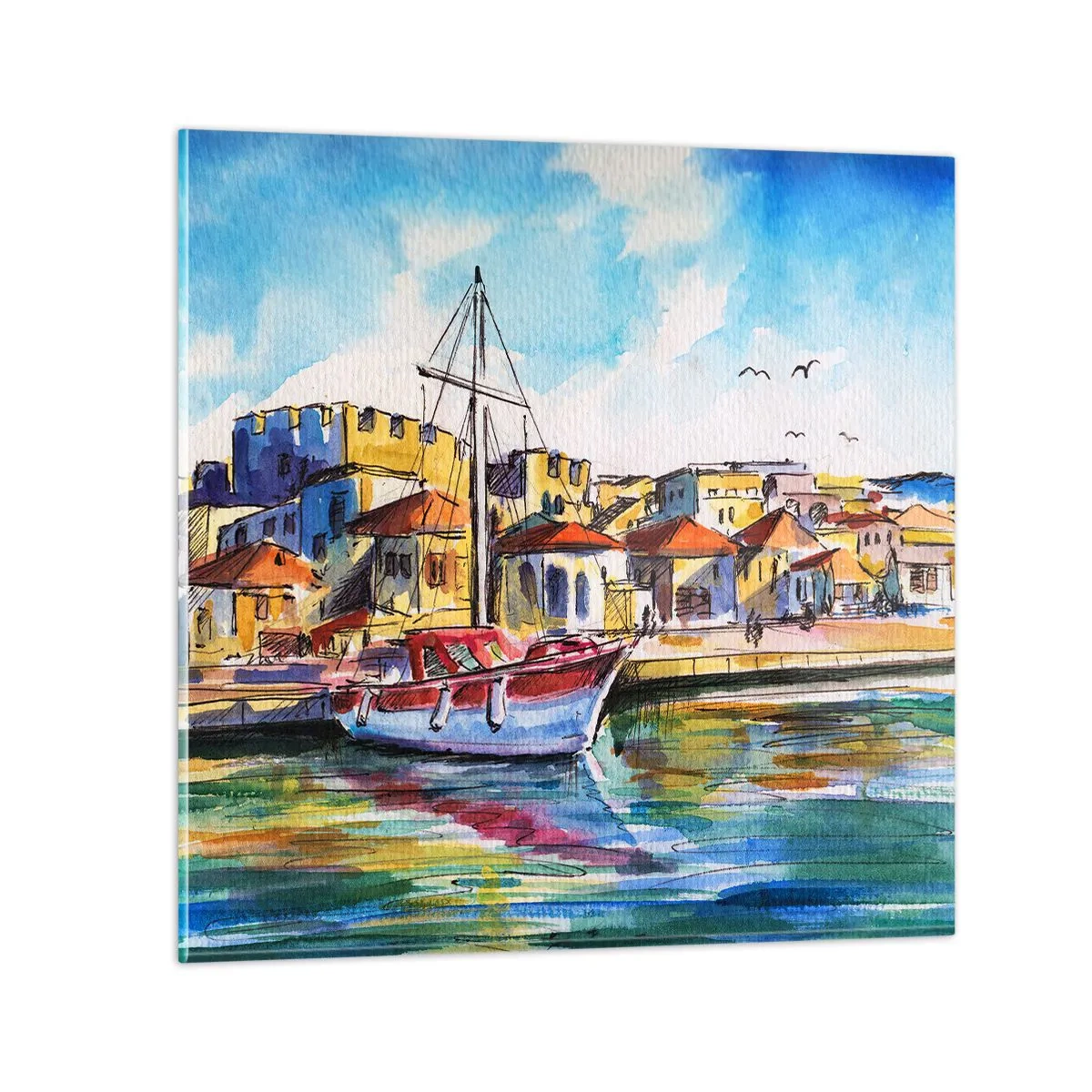 Billede på glas - Regnbue eftermiddag - 40x40 cm