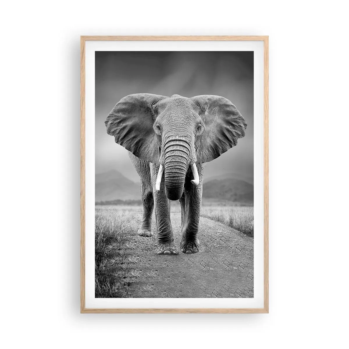 Plakat i ramme af lyst egetræ - Værten byder velkommen til - 61x91 cm