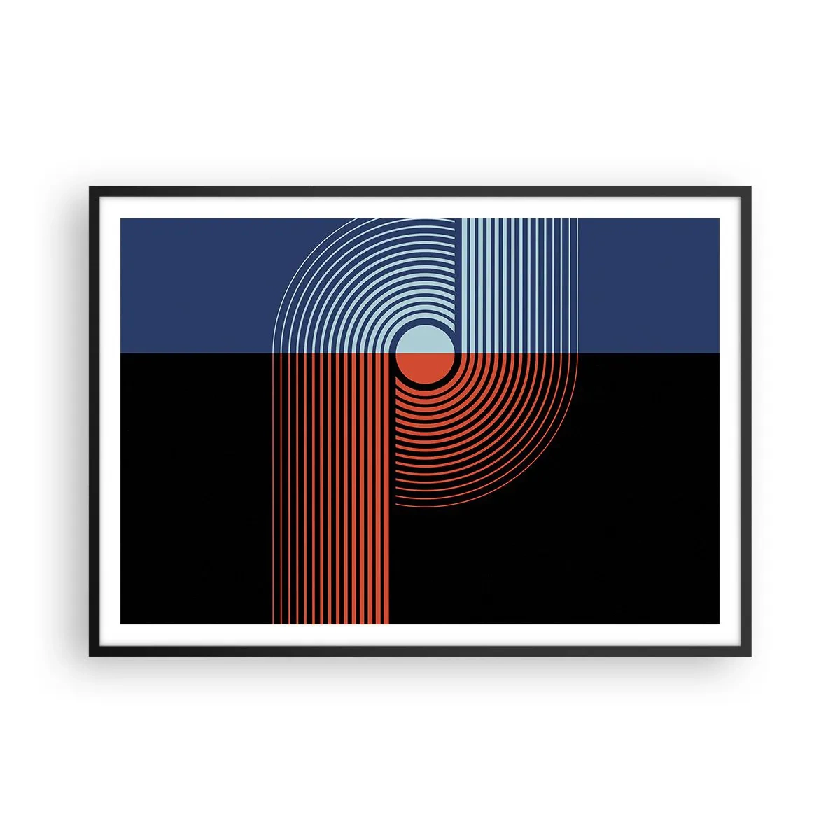 Plakat i sort ramme - I en geometrisk omfavnelse - 100x70 cm