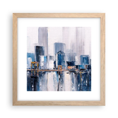 Plakat i ramme af lyst egetræ - Indtryk fra New York - 30x30 cm