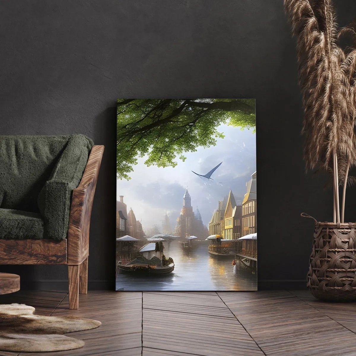 Lærredstryk - Billede på lærred - Hollandsk bybillede - 50x70 cm
