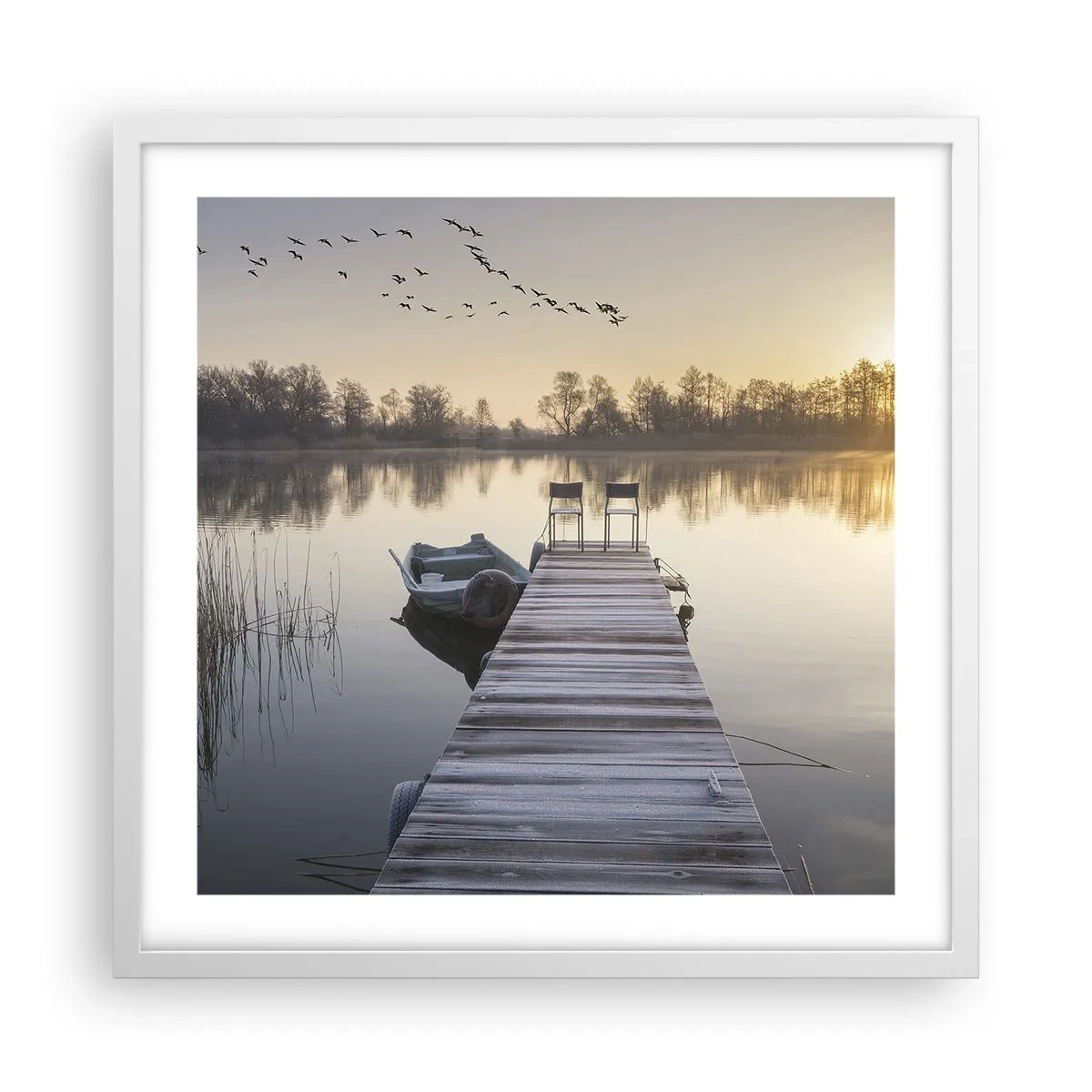 Plakat i hvid ramme - Jeg kommer tilbage om et stykke tid - 50x50 cm