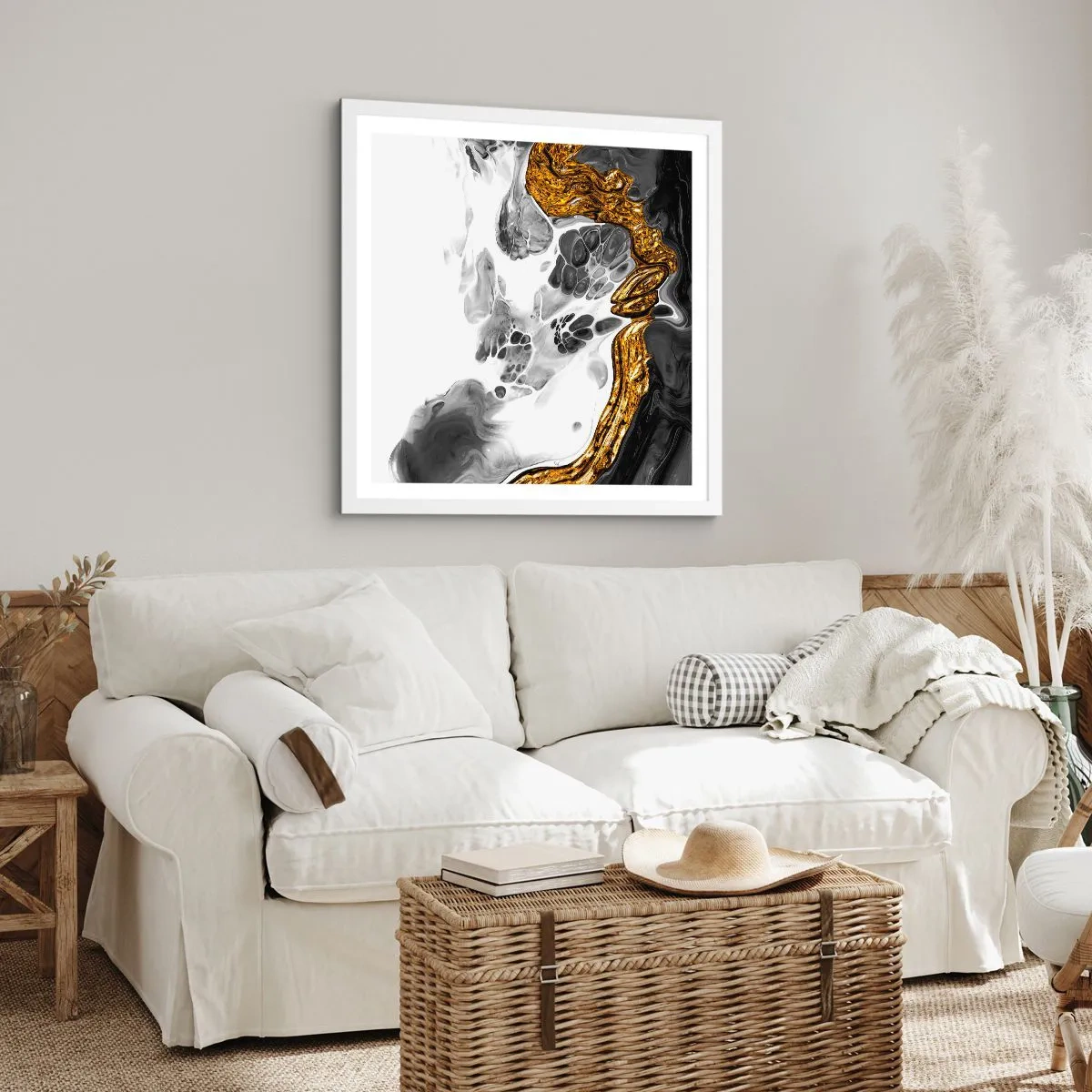 Plakat i hvid ramme - Organisk sammensætning - 40x40 cm