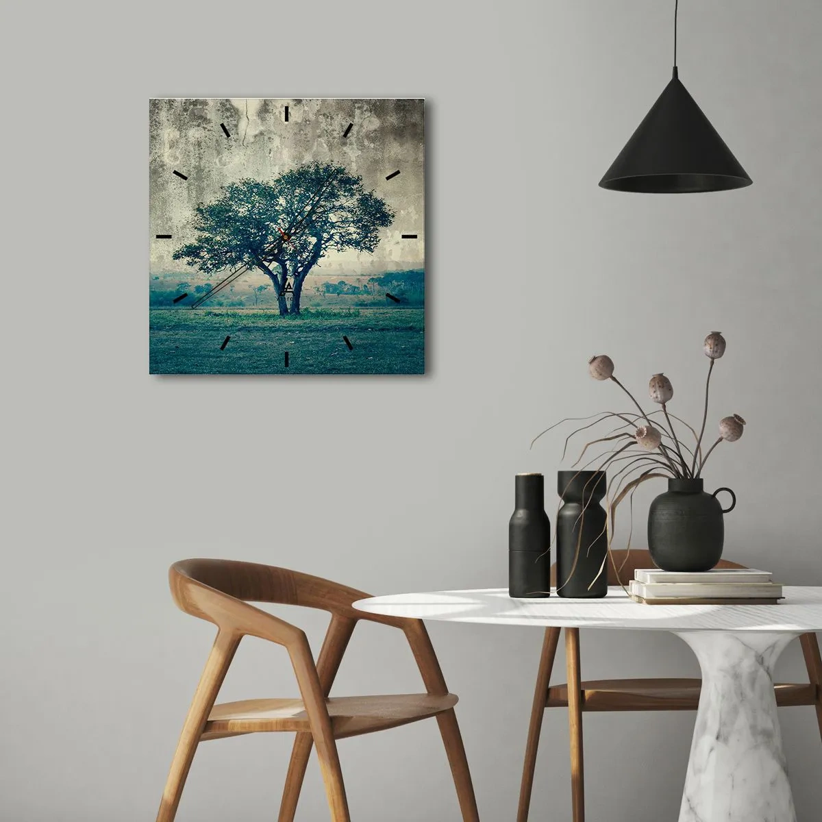 Vægur, Uret - Et æbletræ på en blå membran? - 30x30 cm