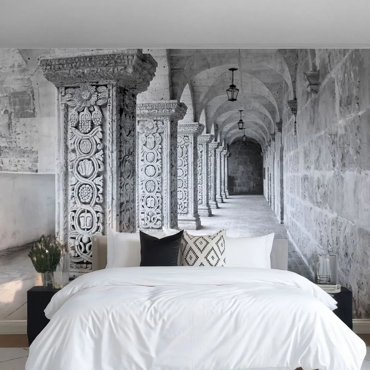 Fototapet Premium Sand - Og hvor går det hen...? - Arkitektur, Stykke, Sort og hvid - 400x280 cm