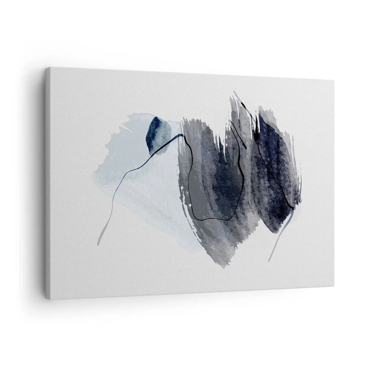 Lærredstryk - Billede på lærred - Abstrakt komposition i nuancer af grå og blå - 70x50cm - Intensitet og bevægelse - Moderne vægdekoration til stue og soveværelse ARTTOR