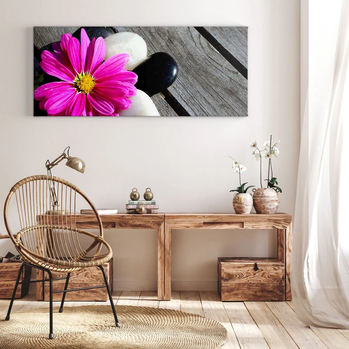 Lærredstryk - Billede på lærred - Hvil på molen - 100x40 cm
