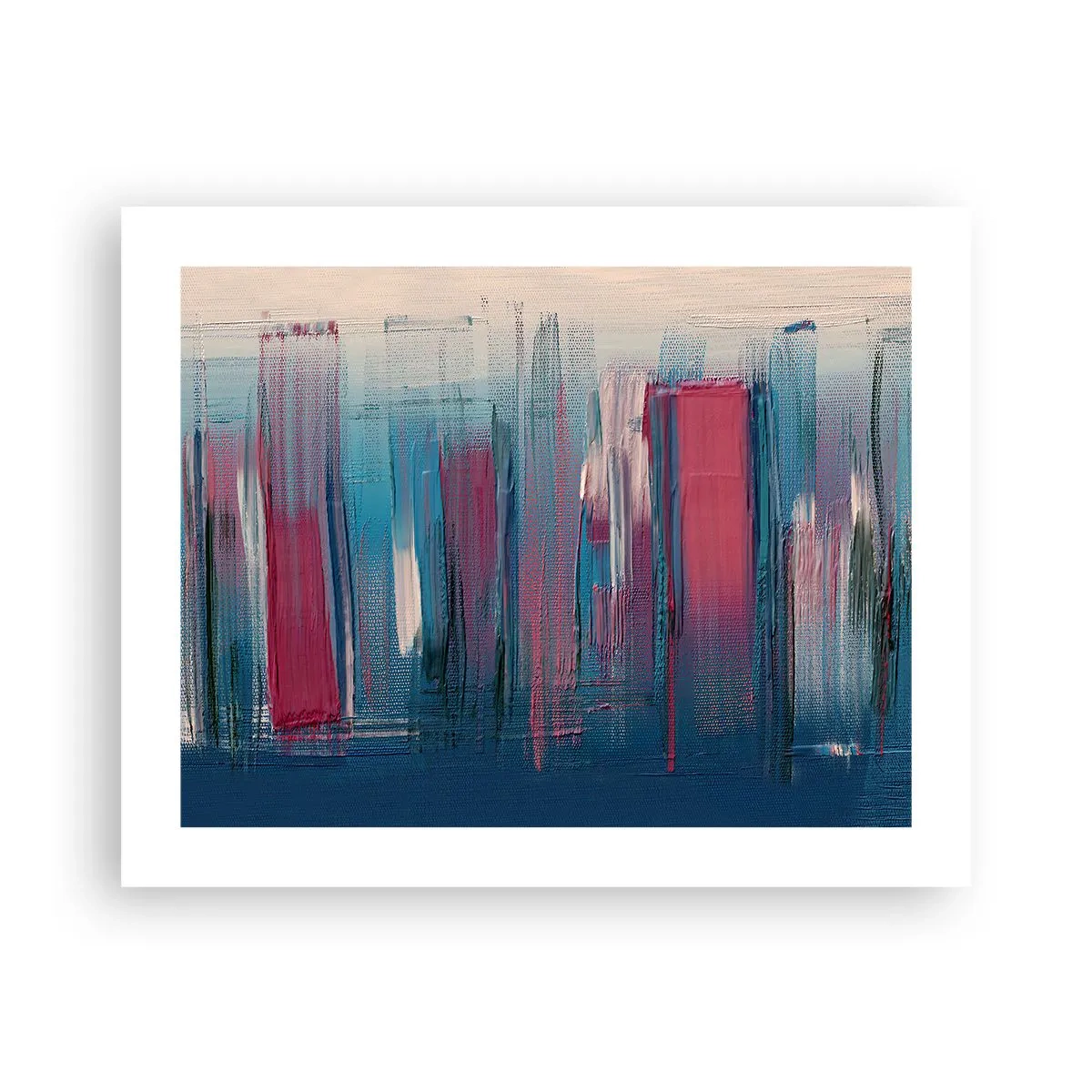 Plakat - Lodret komposition i blåt og rødt - 50x40 cm