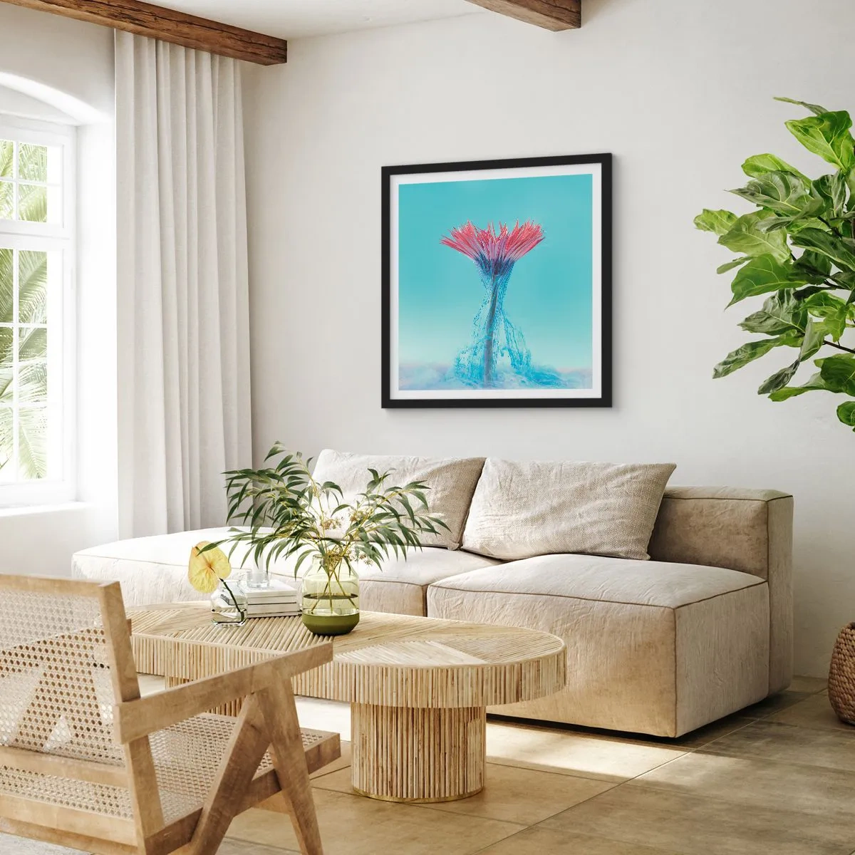 Plakat i sort ramme - I en nærende omfavnelse - 50x50 cm