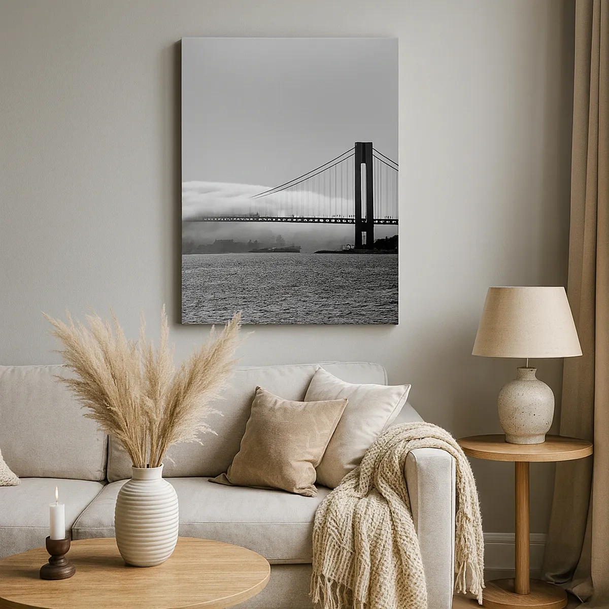 Lærredstryk - Billede på lærred - Sejl gennem Golden Gate - 50x70 cm
