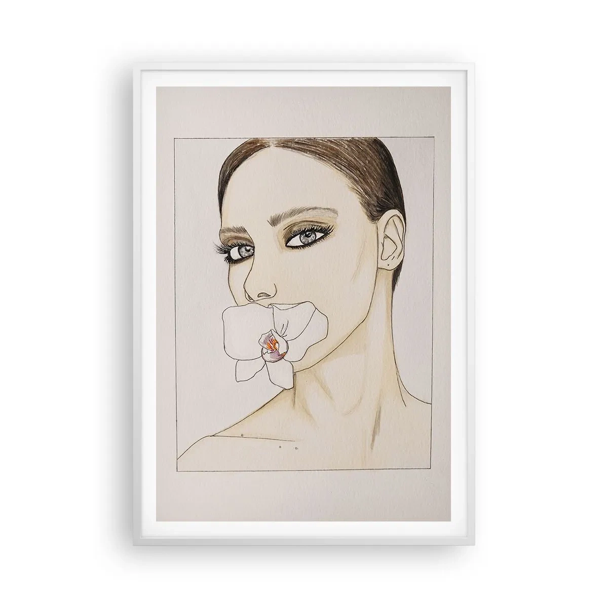 Plakat i hvid ramme - Et symbol på elegance og skønhed - 70x100 cm