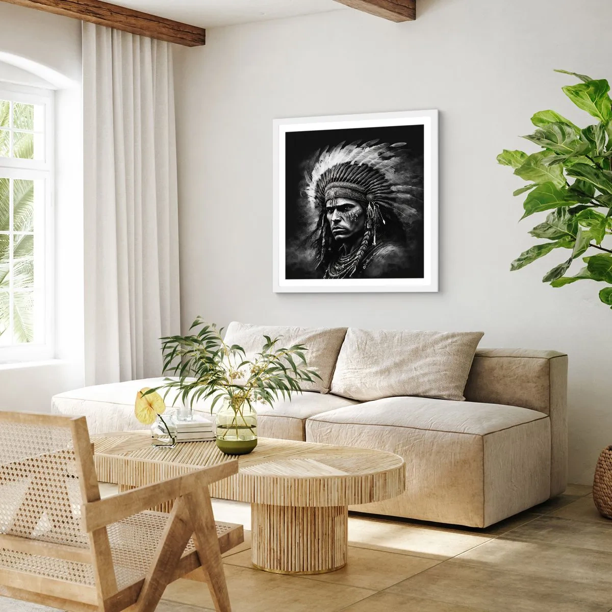 Plakat i hvid ramme - Leder og kriger - 40x40 cm