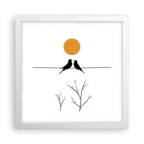 Plakat i hvid ramme - Nattergal - 30x30 cm