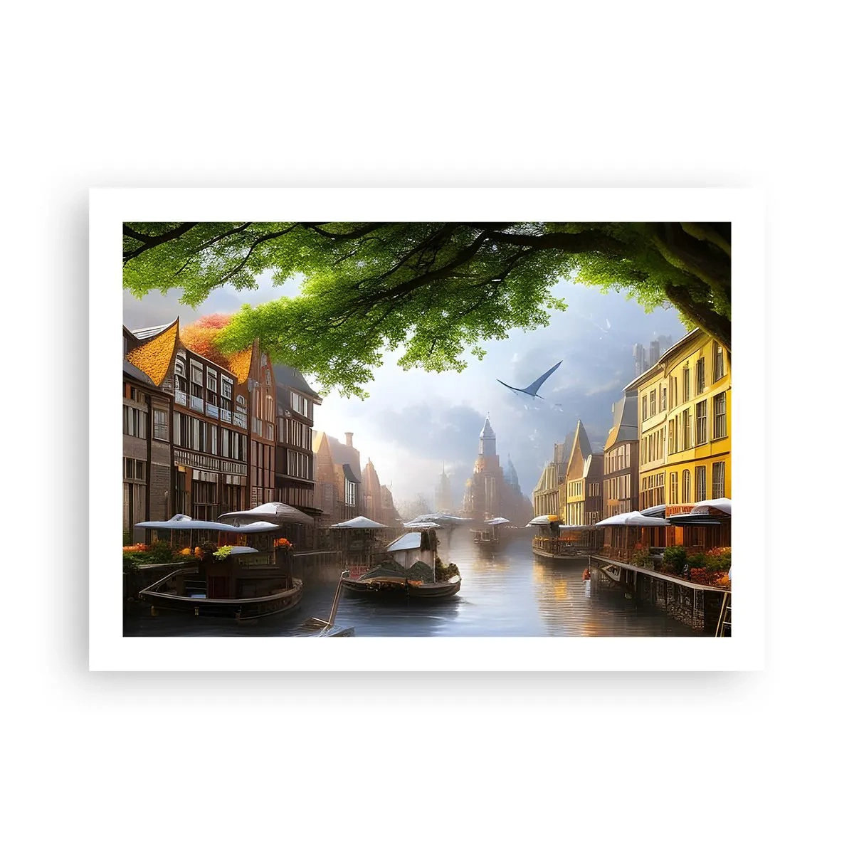Plakat - Hollandsk bybillede - 70x50 cm