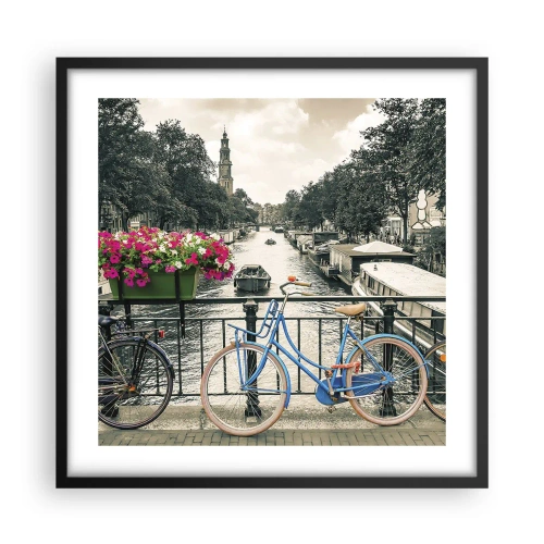 Plakat i sort ramme - Farverne i Amsterdams gader - 50x50 cm