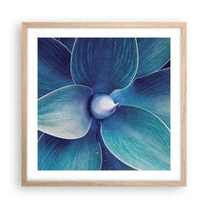 Plakat i ramme af lyst egetræ - Blå fra himlen - 50x50 cm