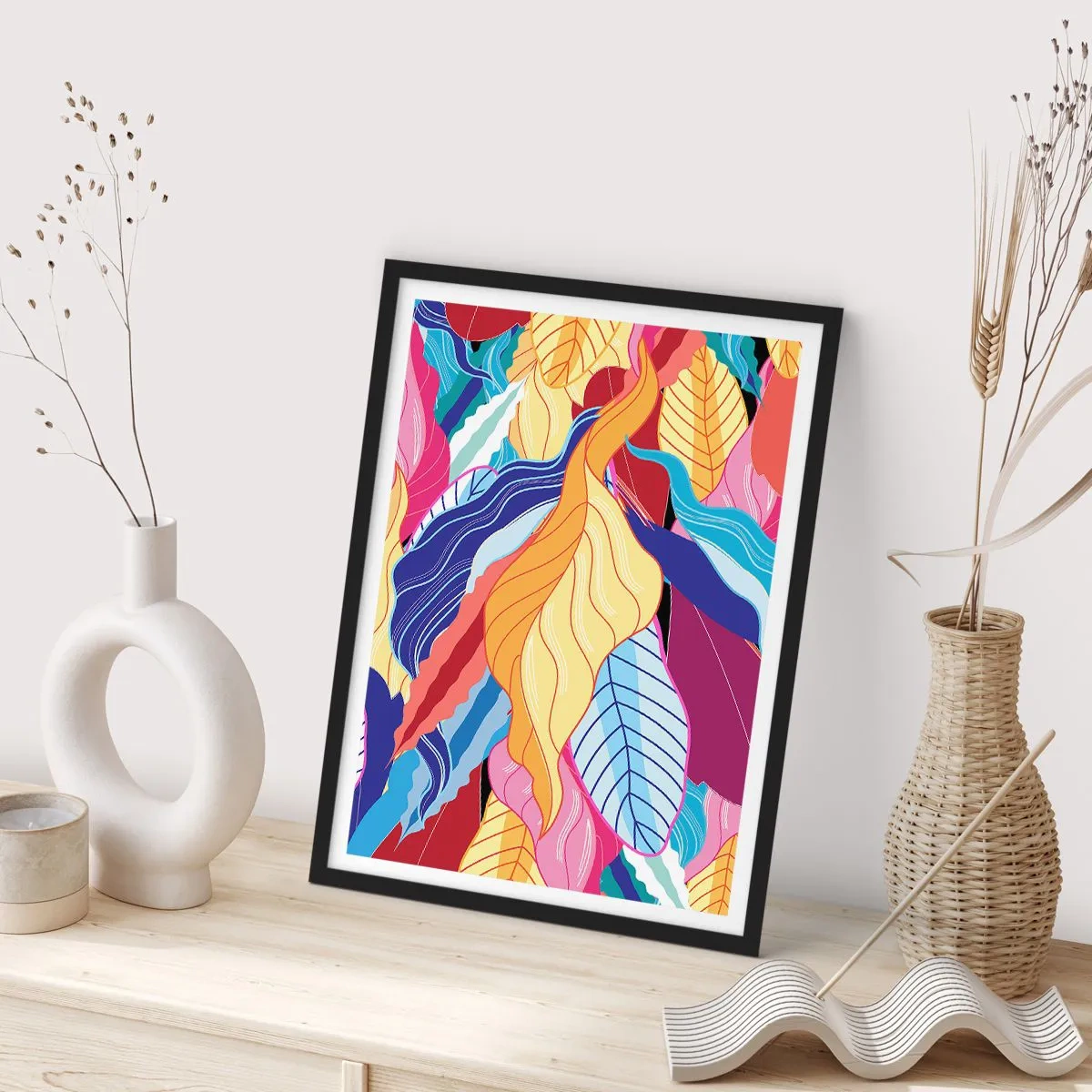 Plakat i sort ramme - Et farverigt rod - 40x50 cm
