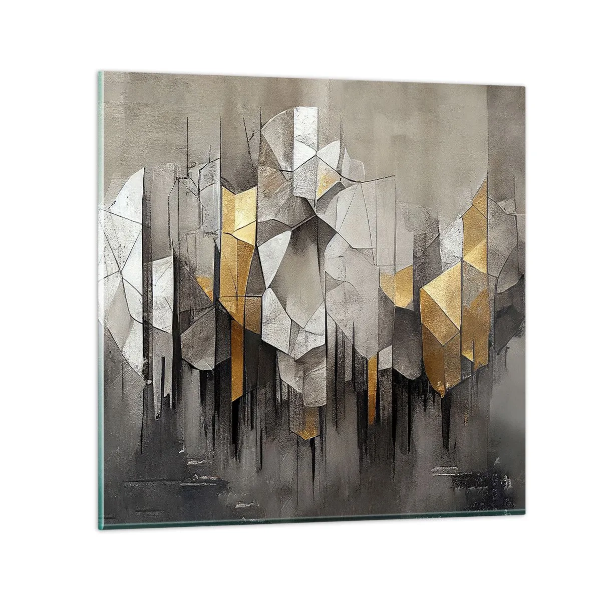 Billede på glas - Komposition lavet af is og lys - 50x50 cm