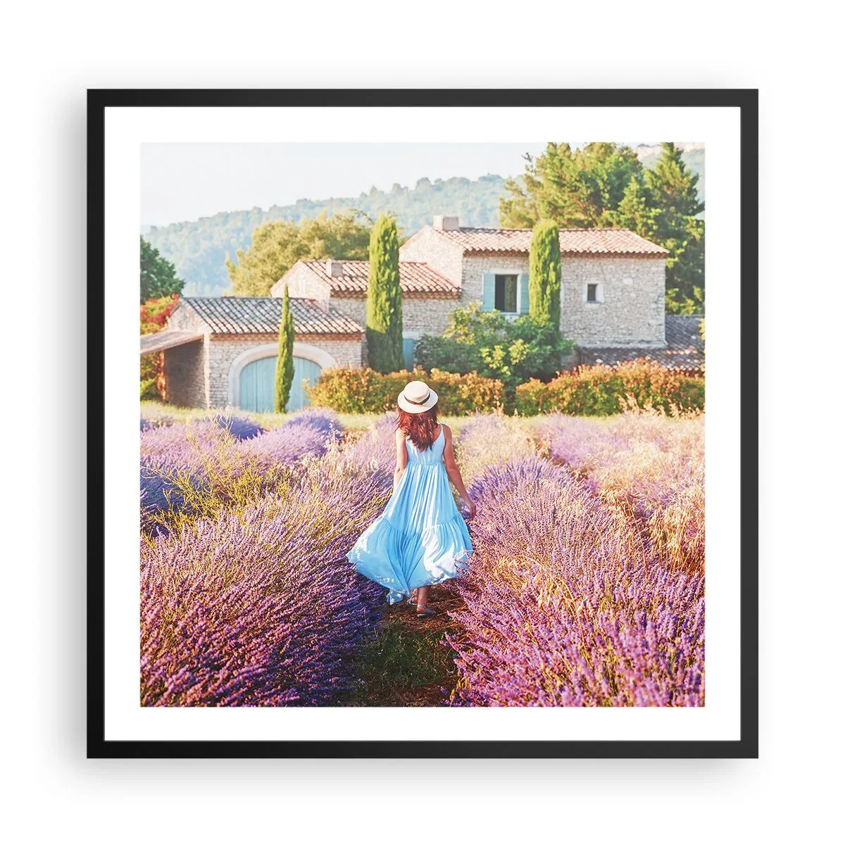 Plakat i sort ramme - Lavendel pige - 60x60 cm