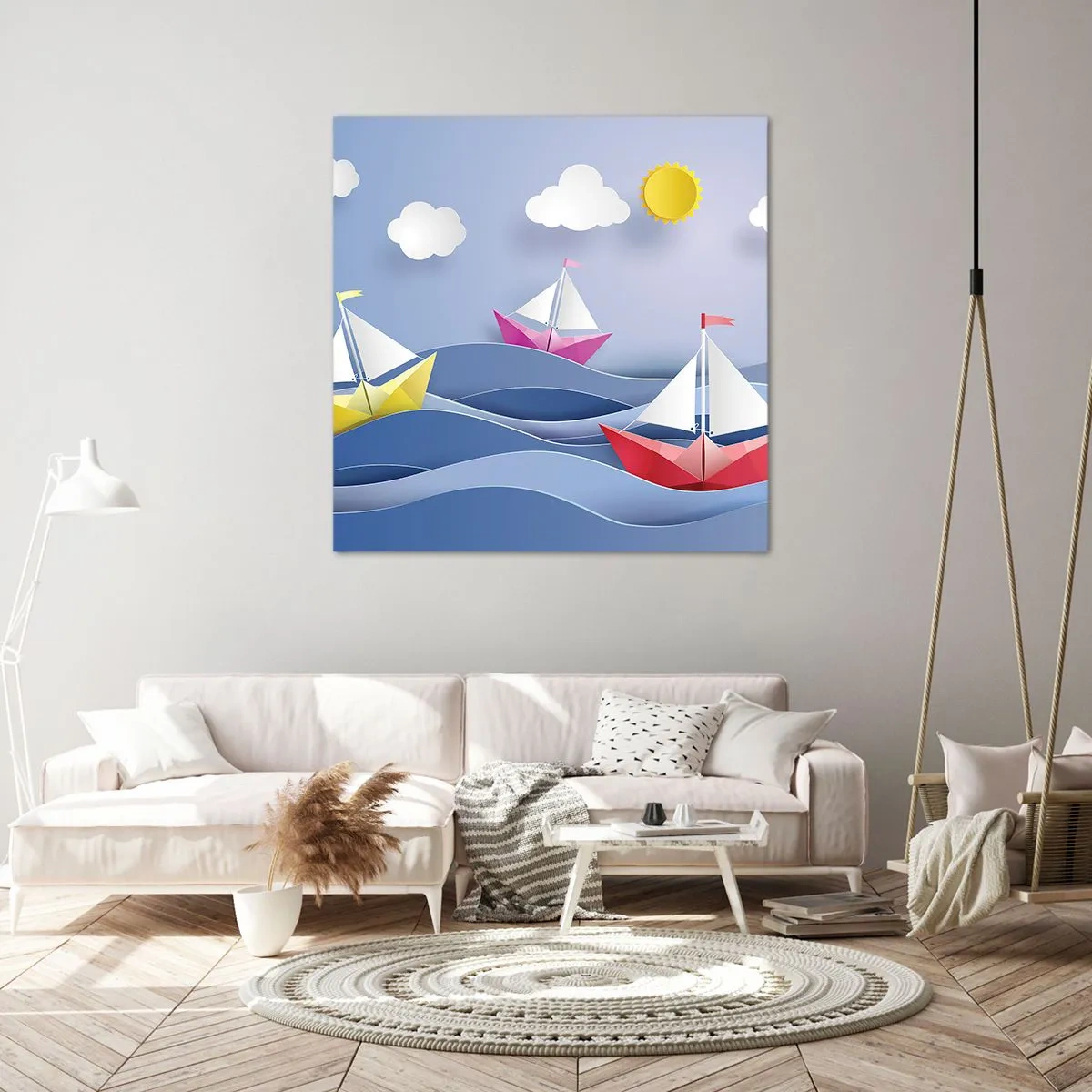 Lærredstryk - Billede på lærred - Ah, hvor dejligt at svinge sig mellem bølgerne - 40x40 cm
