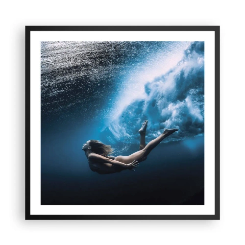 Plakat i sort ramme - Den moderne havfrue - 60x60 cm