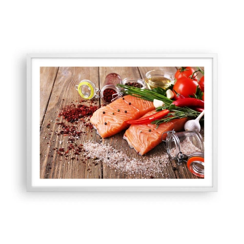 Plakat i hvid ramme - Norske køkken eventyr - 70x50 cm