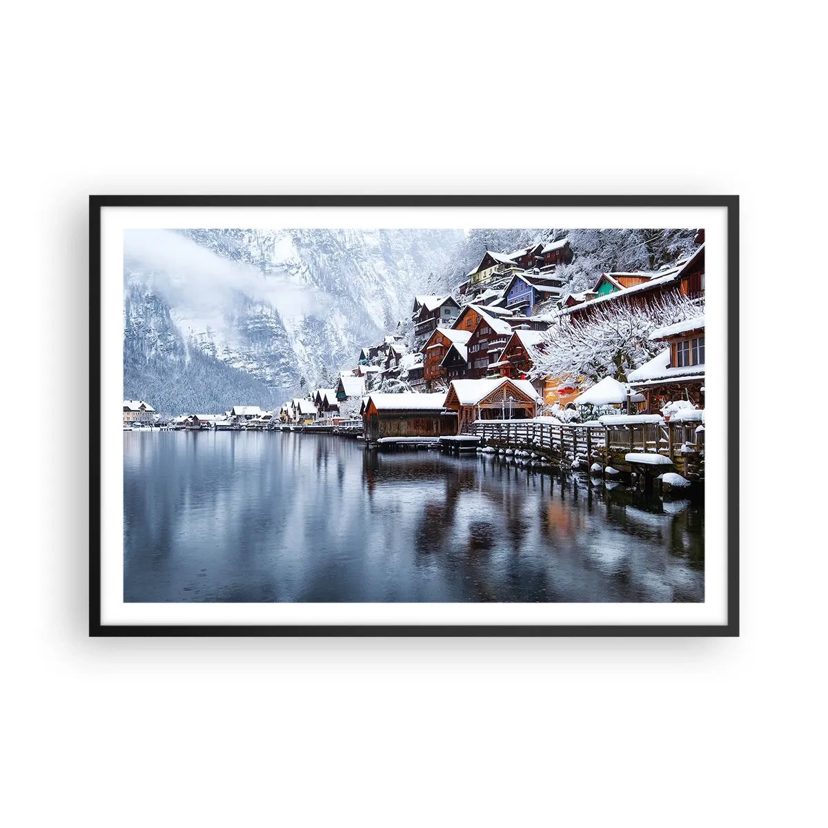 Plakat i sort ramme - I en vinterdekoration - 91x61 cm