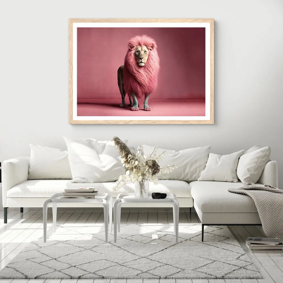 Plakat i ramme af lyst egetræ - Og du er ikke længere bange - 70x50 cm