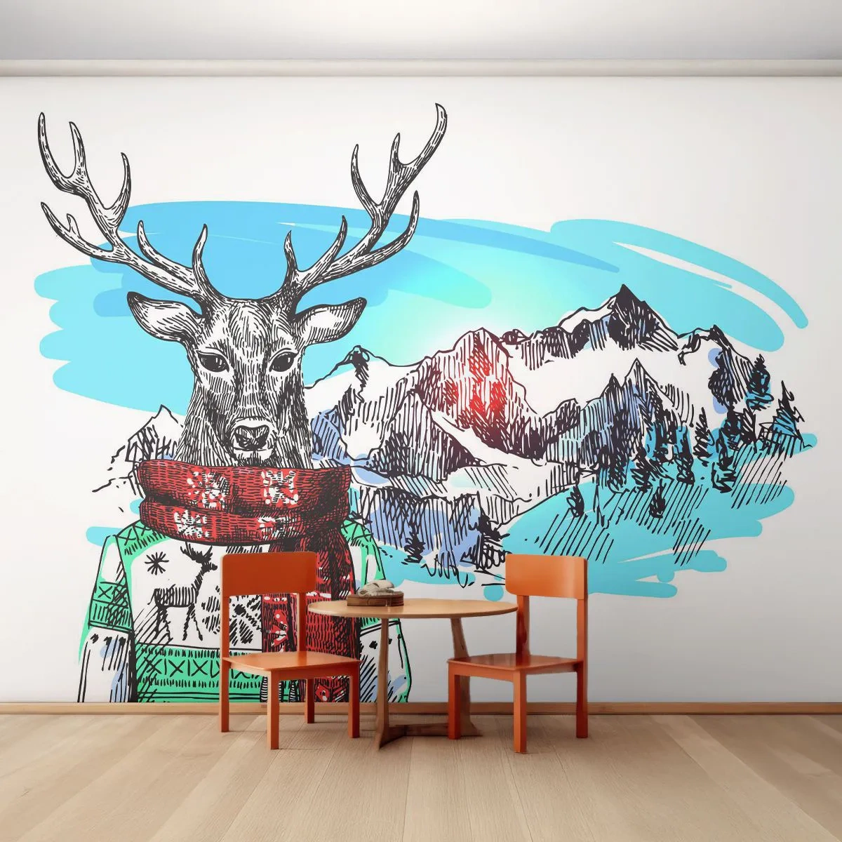 Fototapet Standard Eco - Selv et rådyr fryser ikke - Abstraktion, Hjort, For børn - 200x140 cm