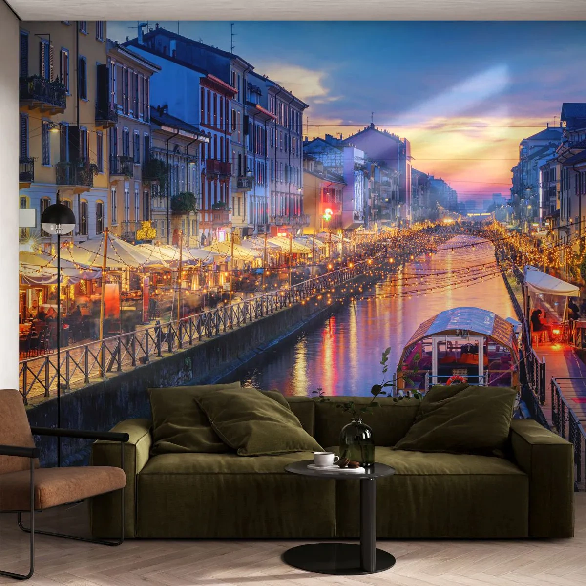 Fototapet Standard Eco - En aften med lys og sjov - By, Milano, Italien - 350x256 cm