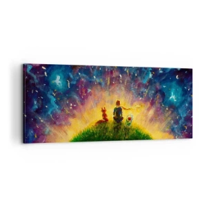 Lærredstryk - Billede på lærred - Kærlighed og venskab - hele verden - 100x40 cm