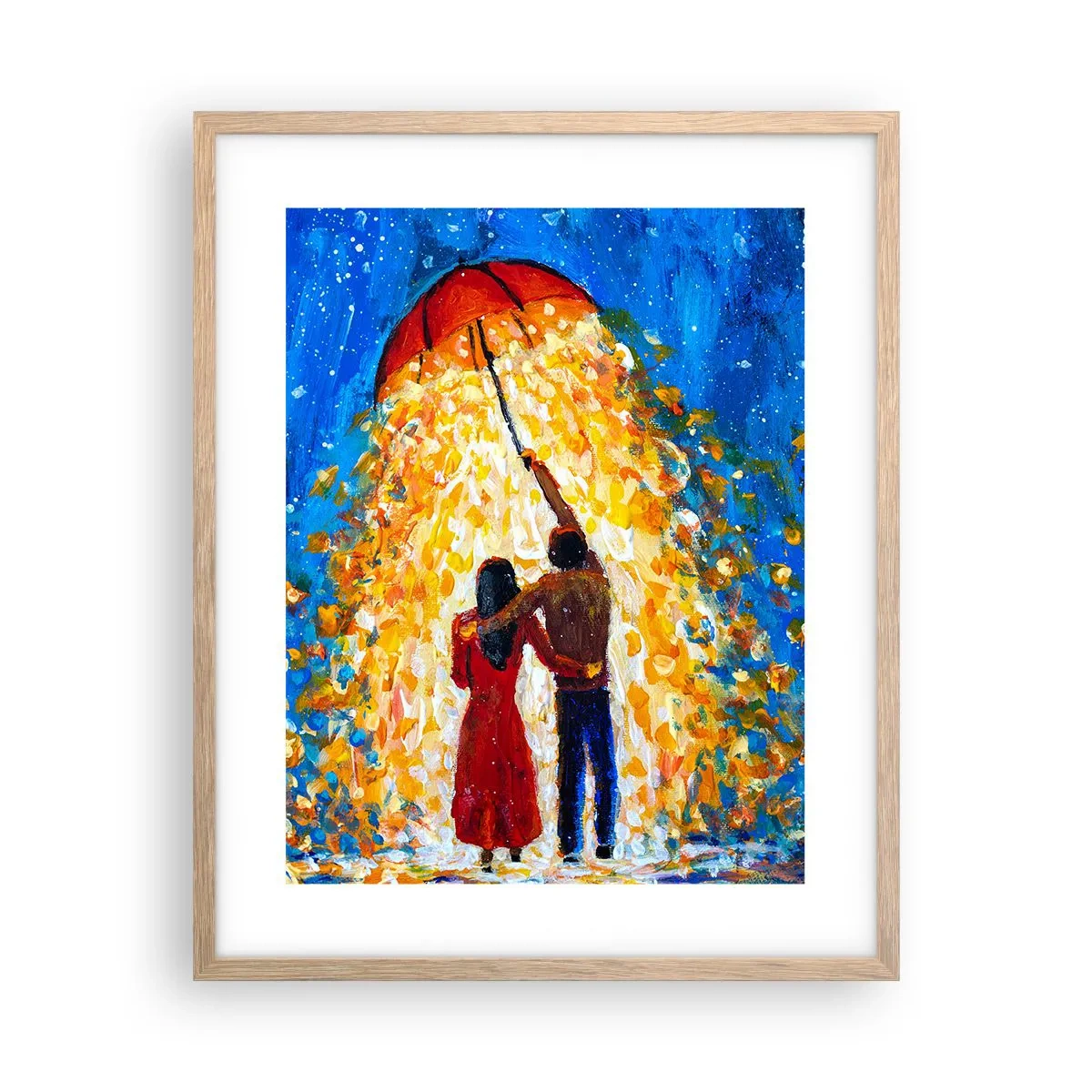 Plakat i ramme af lyst egetræ - Magien ved en regnfuld aften? - 40x50 cm