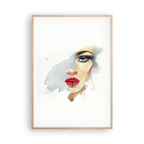 Plakat i ramme af lyst egetræ - Refleksion i en vanddråbe - 70x100 cm