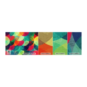 Prøve Fototapet Premium Sand - Ind i regnbuens opstigning - Abstraktion, Stykke, Farverige cirkler - 100x30 cm