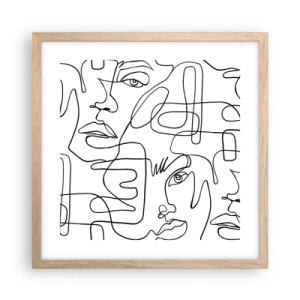 Plakat i ramme af lyst egetræ - I sammenfiltrede følelser - 40x40 cm