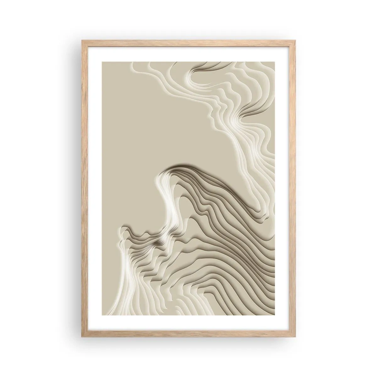 Plakat i ramme af lyst egetræ - Kunstens topografi - 50x70 cm