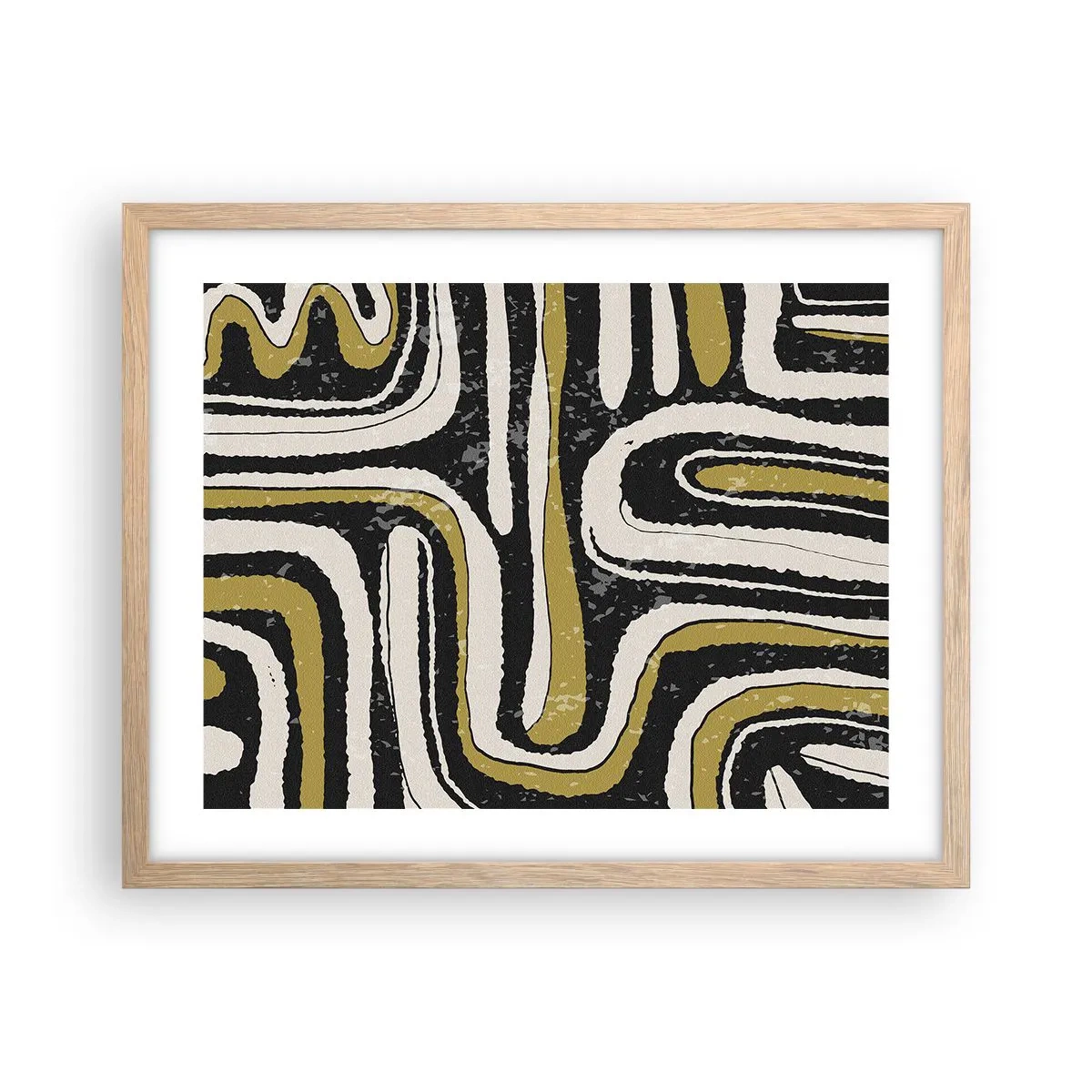 Plakat i ramme af lyst egetræ - Komposition: stier og gyder - 50x40 cm