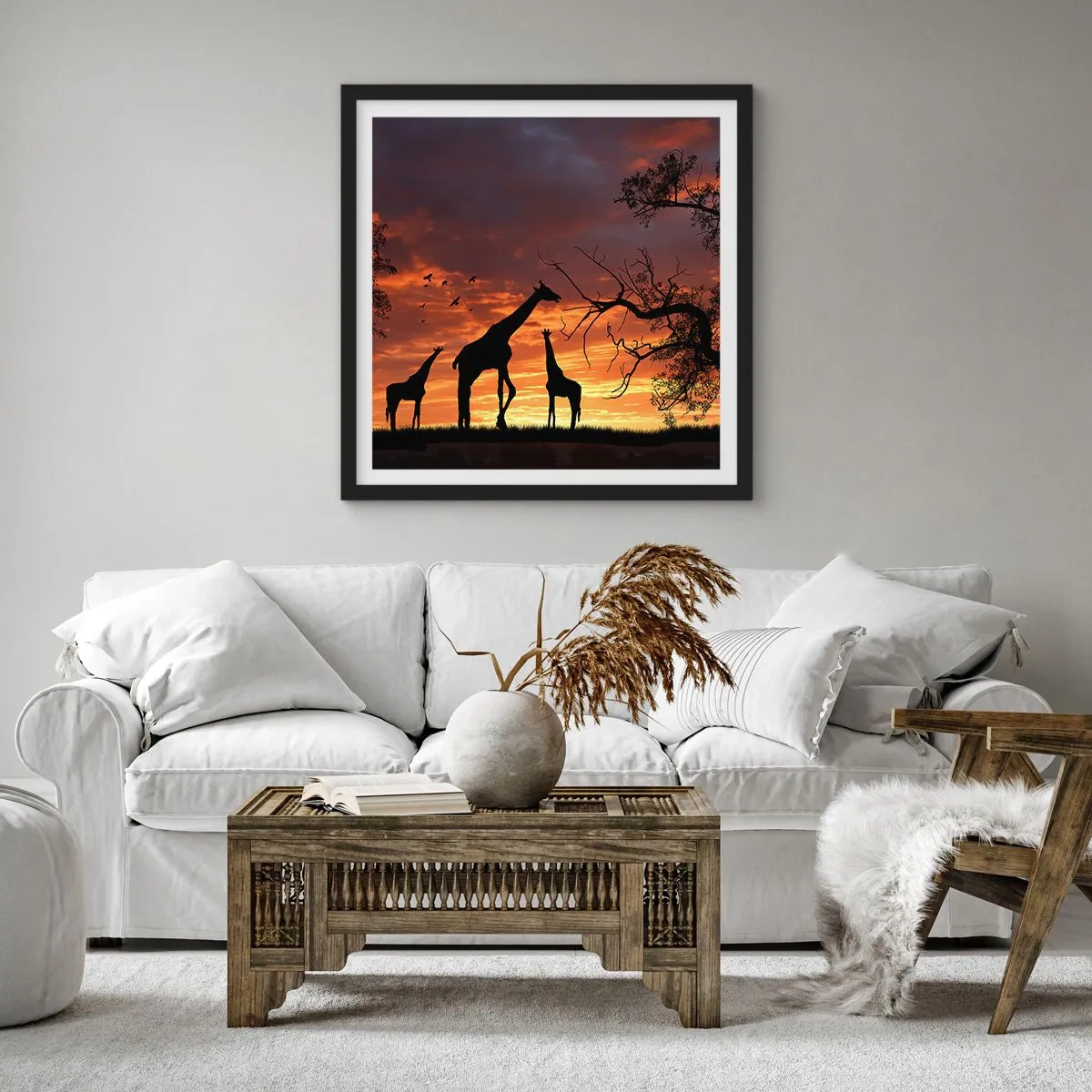 Plakat i sort ramme - En lille middag med dem, du holder af - 40x40 cm