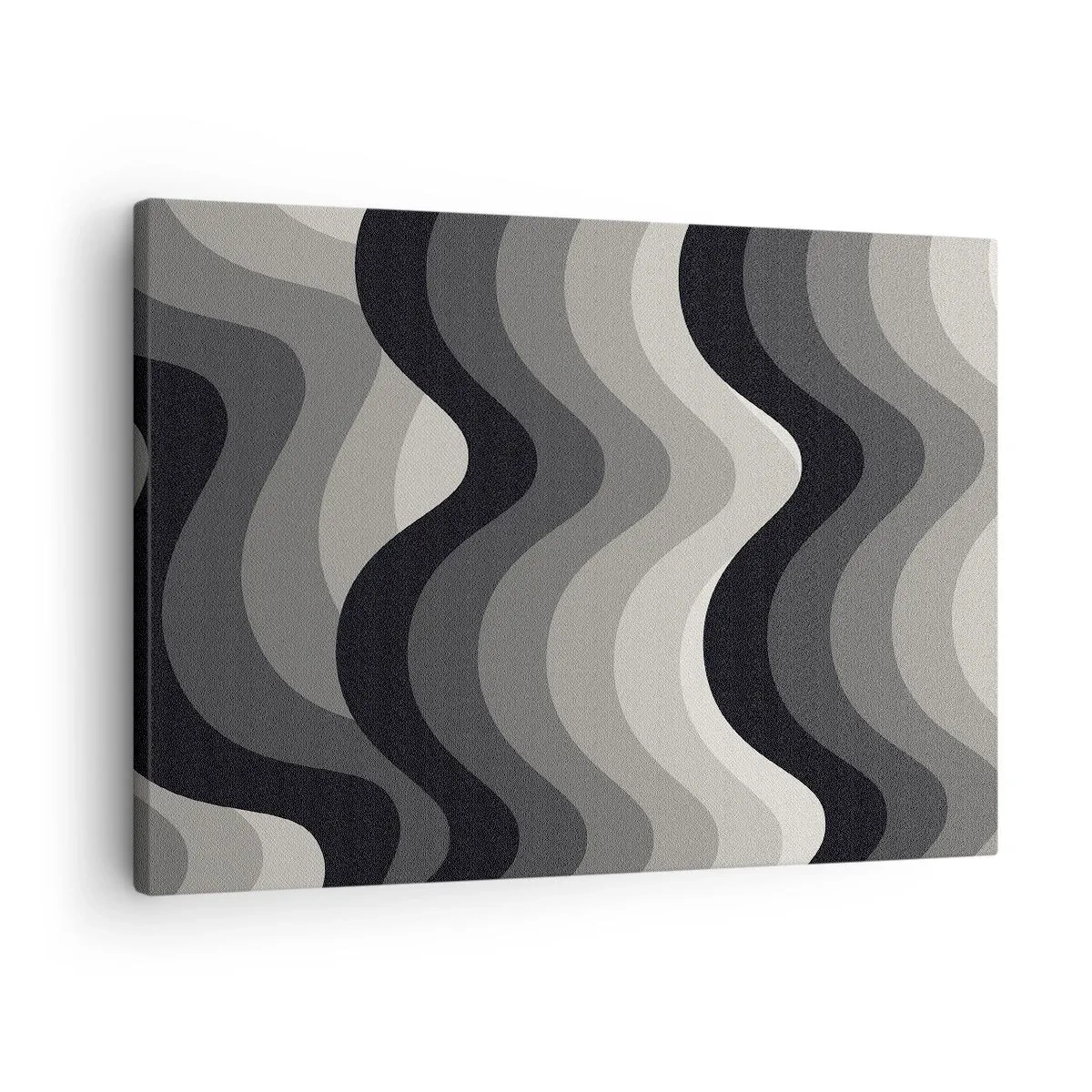 Lærredstryk - Billede på lærred - Sort-hvide bølgede mønstre i grå nuancer - 70x50cm - Bølge efter bølge - Moderne vægdekoration til stue og soveværelse ARTTOR