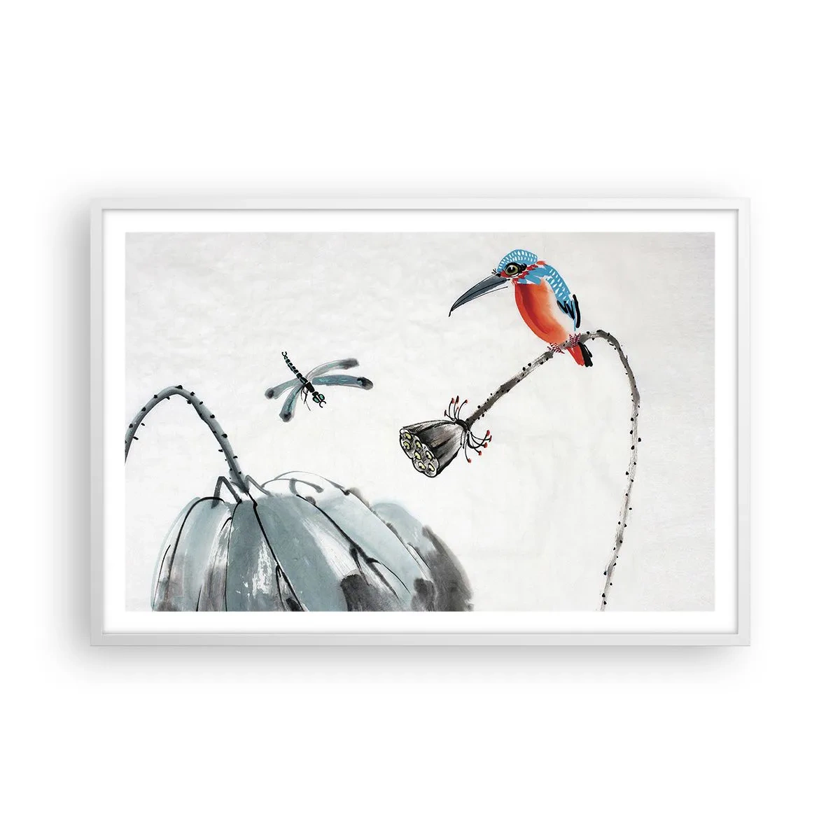 Plakat i hvid ramme - Engenes liv - 91x61 cm