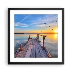 Plakat i sort ramme - Går fremad mod solen - 40x40 cm