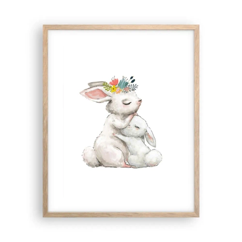 Plakat i ramme af lyst egetræ - Der er intet sted som hos mor - 40x50 cm