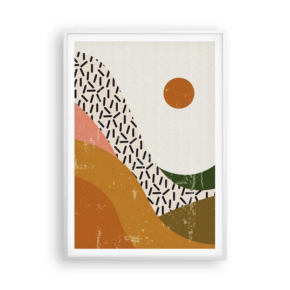 Plakat i hvid ramme - Solrig abstraktion - 70x100 cm