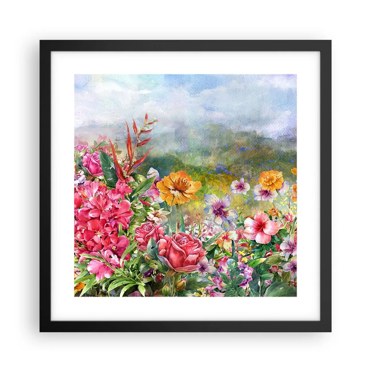 Plakat i sort ramme - En have, der er gået amok - 40x40 cm