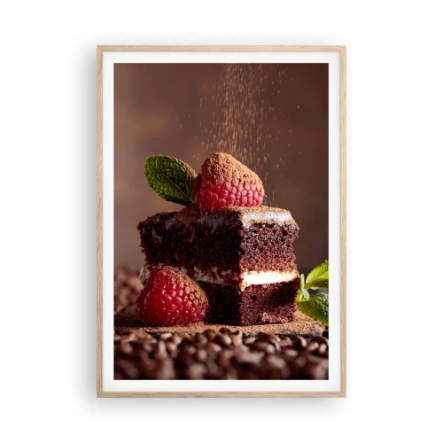 Plakat i ramme af lyst egetræ - Livet er sødt - 70x100 cm