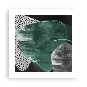 Plakat - Farverig abstraktion med en guldflager - 40x40 cm