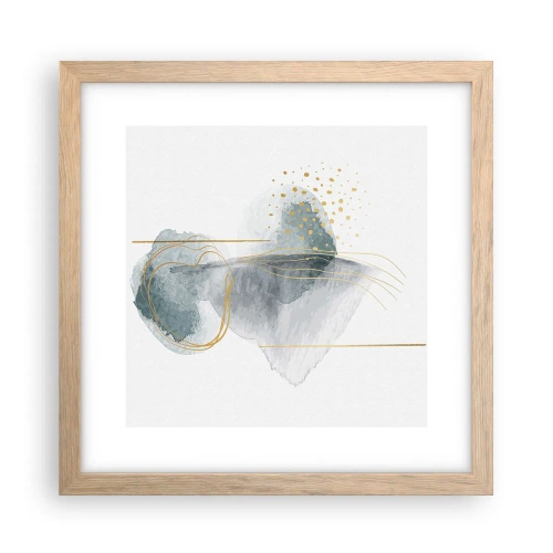 Plakat i ramme af lyst egetræ - Om forholdet mellem grå og guld - 30x30 cm