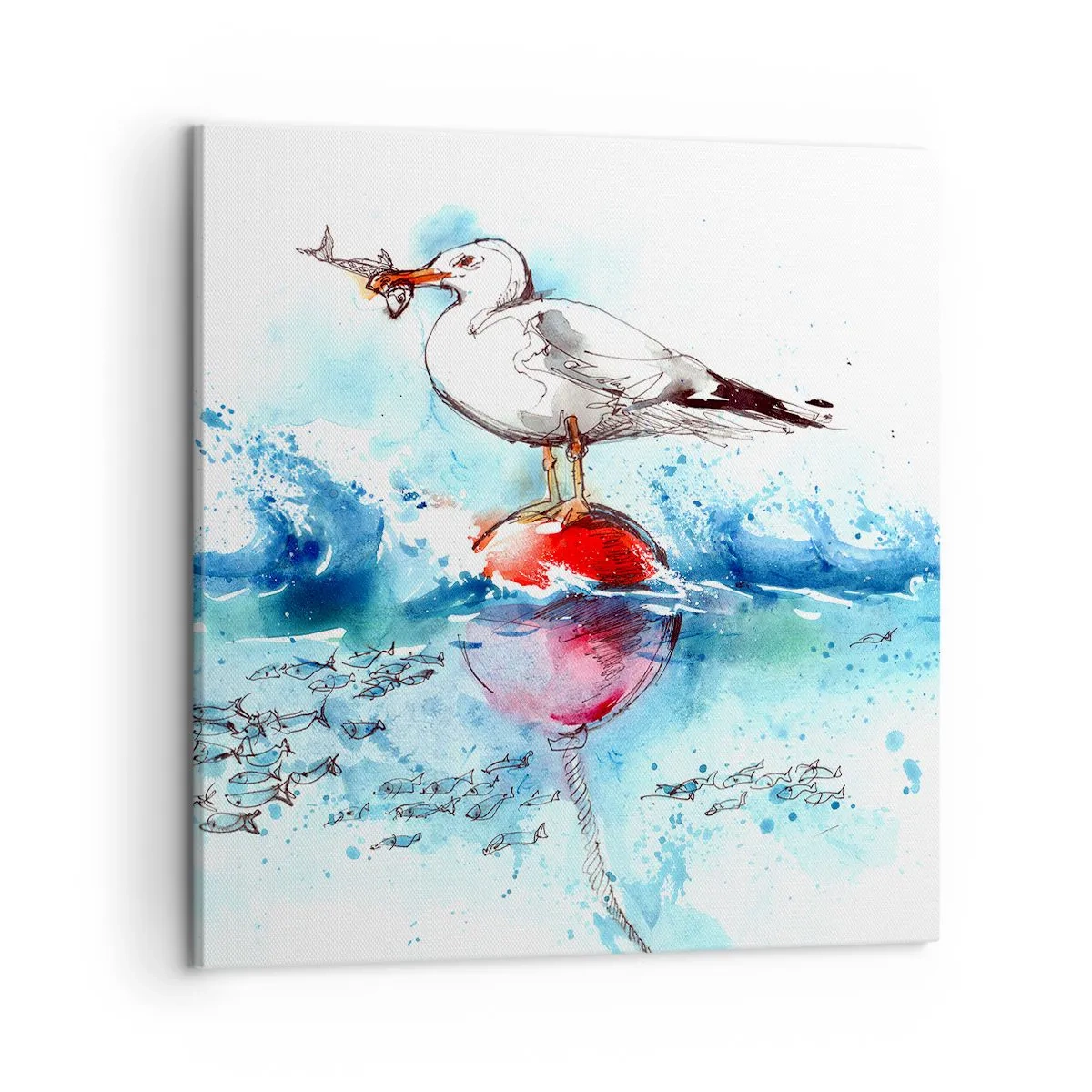 Lærredstryk - Billede på lærred - Succesfuldt fiskeri - 50x50 cm