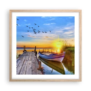 Plakat i ramme af lyst egetræ - Farvel, indtil i morgen - 50x50 cm